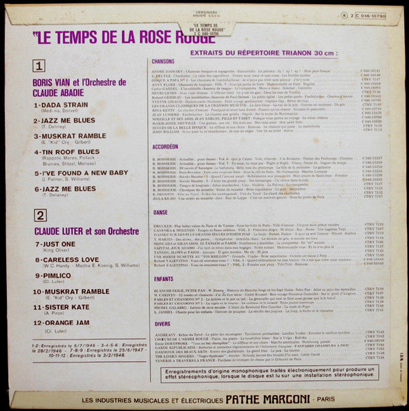 Release: Le Temps De La Rose Rouge-Vinyl-France-1970-2C 046-10790-5084469
