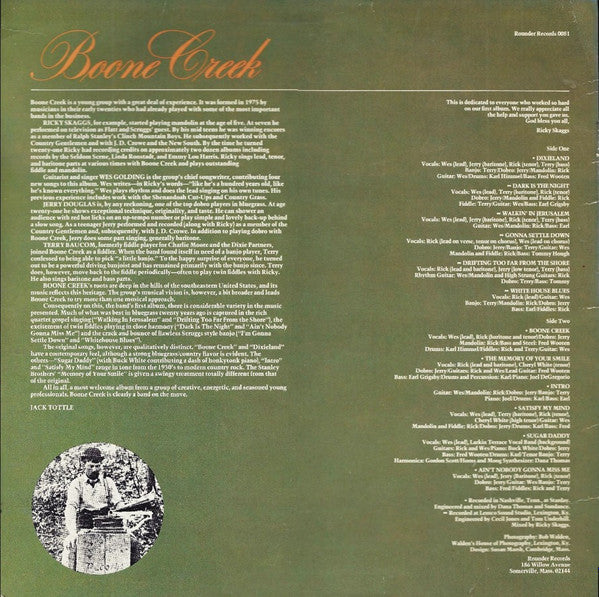 Release: Boone Creek-Vinyl-US-1977-0081-3053549