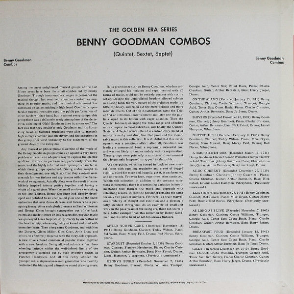 Master Release: Benny Goodman Combos by Benny Goodman