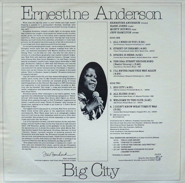 Release: Big City-Vinyl-US-1983-CJ-214-1977612