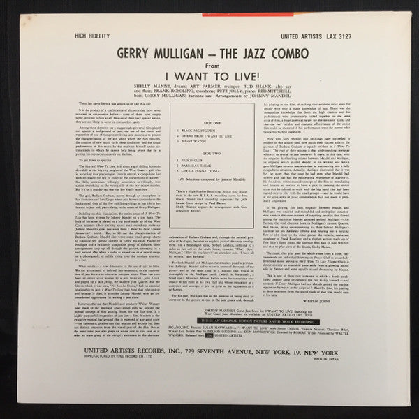Release: The Jazz Combo From "I Want To Live!"-Vinyl-Japan-1976-LAX 3127, LAX-3127-6703574