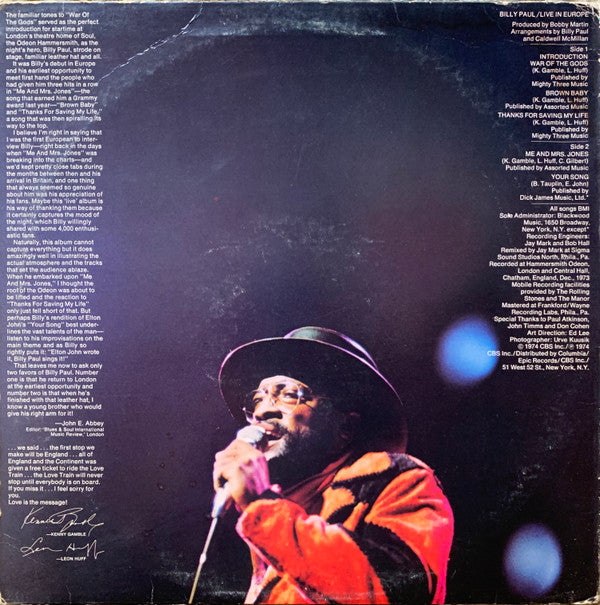 Release: Live In Europe-Vinyl-US-1974-KZ 32952-2455648