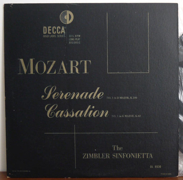 Serenade No. 1 In D Major, K. 100 / Cassation No. 1 In G Major, K. 63