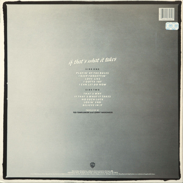 Release: If That's What It Takes-Vinyl-US-1982-9 23703-1, 1-23703-8691758