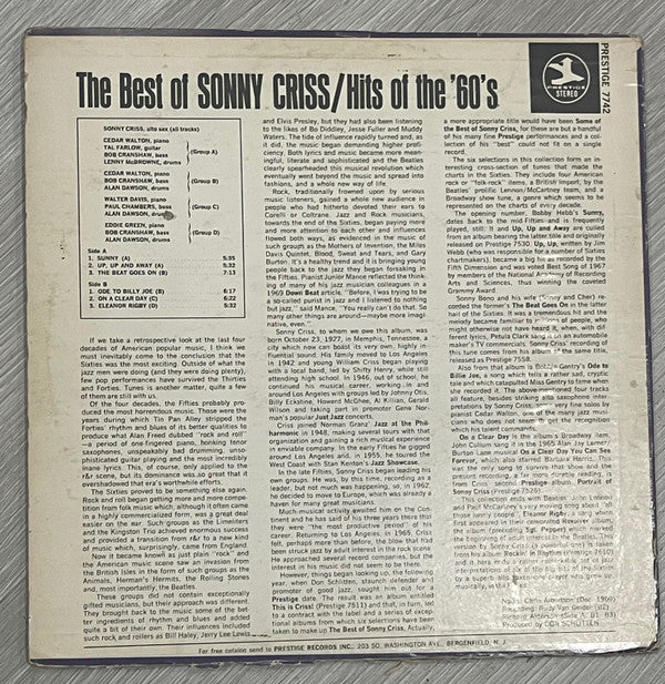 Master Release: The Best Of Sonny Criss/Hits Of The '60's by Sonny Criss