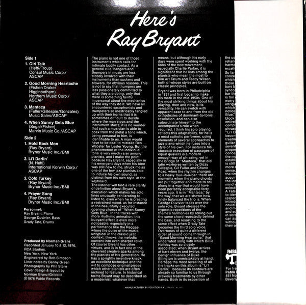 Release: Here's Ray Bryant-Vinyl-Japan-1976-MTF 1045-7186688