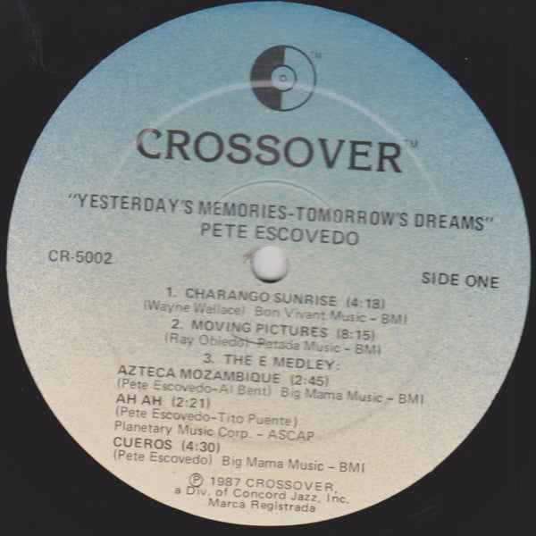 Master Release: Yesterday's Memories Tomorrow's Dreams by Pete Escovedo