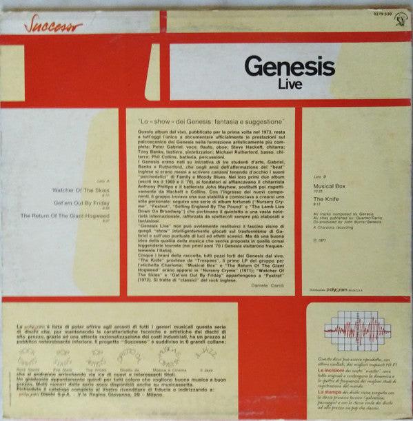 Release: Genesis Live-Vinyl-Italy-1981-9279 530-1433135