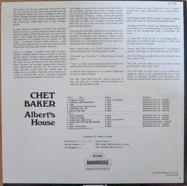 Master Release: Albert's House by Chet Baker