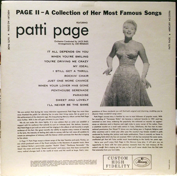 Master Release: Page 2 - A Collection Of Her Most Famous Songs by Patti Page
