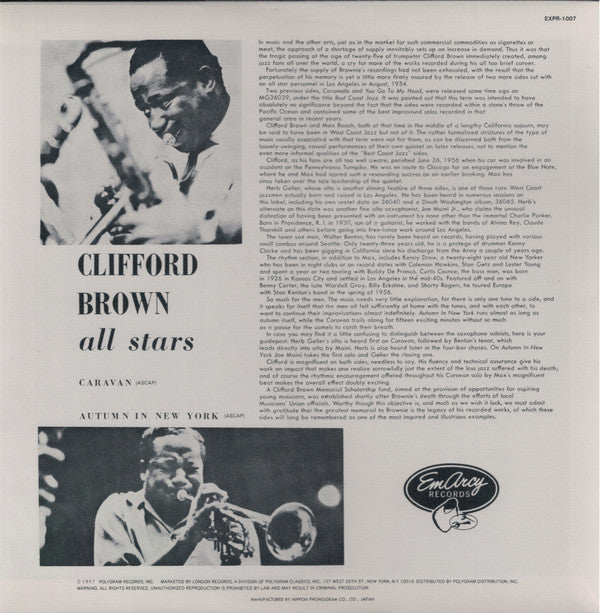 Release: Clifford Brown All Stars-Vinyl-Japan-1982-EXPR-1007, EXPR-1007-4229320
