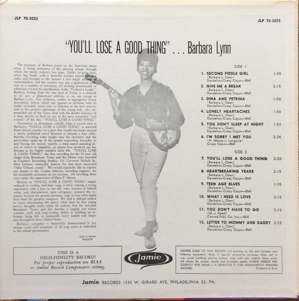 Release: You'll Lose A Good Thing-Vinyl-US-1967-JLP 70-3023, JLP 70-3023ST-9988373