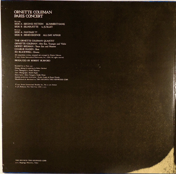 Master Release: Paris Concert by Ornette Coleman