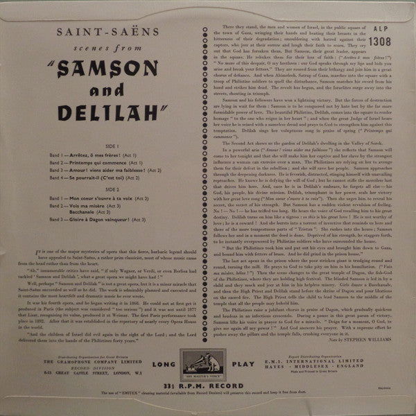 Release: Samson And Delilah (Highlights)-Vinyl-UK-None-ALP 1308, ALP.1308-7640393