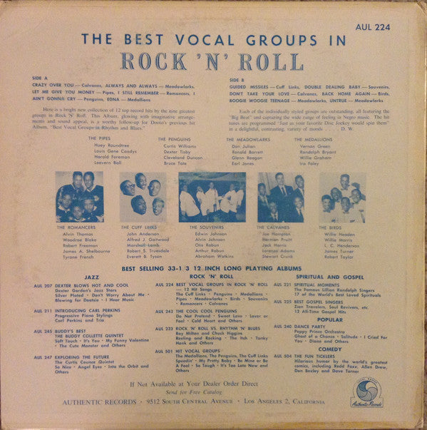 Release: The Best Vocal Groups In Rock 'N' Roll-Vinyl-US-None-AUL 224, DL 224-9783651