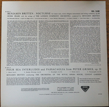 Nocturne - Four Sea Interludes - Passacaglia (Peter Grimes)