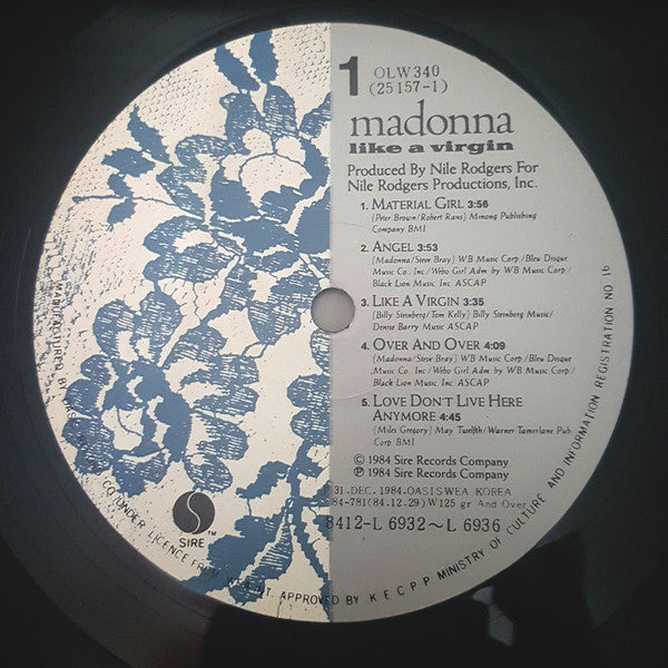 Release: Like A Virgin-Vinyl-South Korea-1984-25157-1, OLW-340-4257342