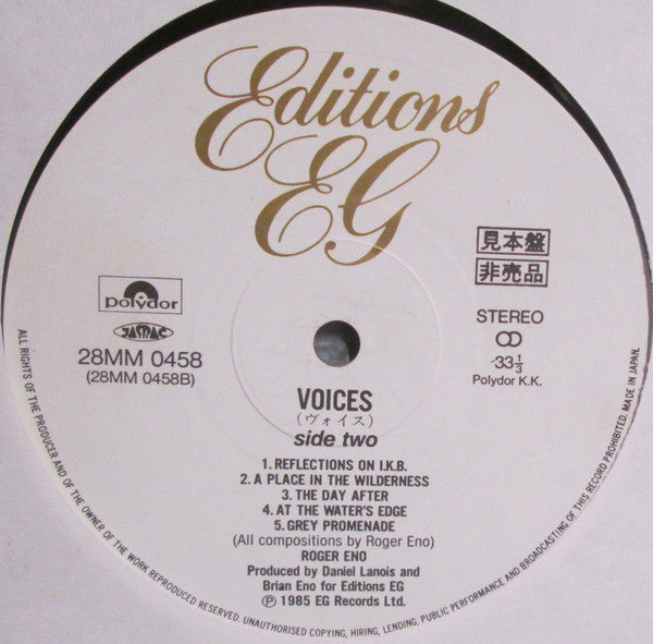 Release: Voices-Vinyl-Japan-1985-28MM 0458, 28MM 0458-9506938