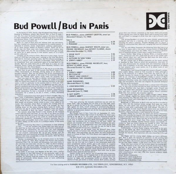 Release: Bud In Paris-Vinyl-US-1975-Xanadu 102-4039091