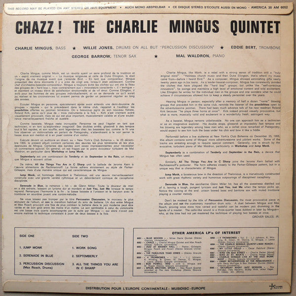 Release: Mingus At The Bohemia-Vinyl-France-None-30 AM 6052, 6052-4078898