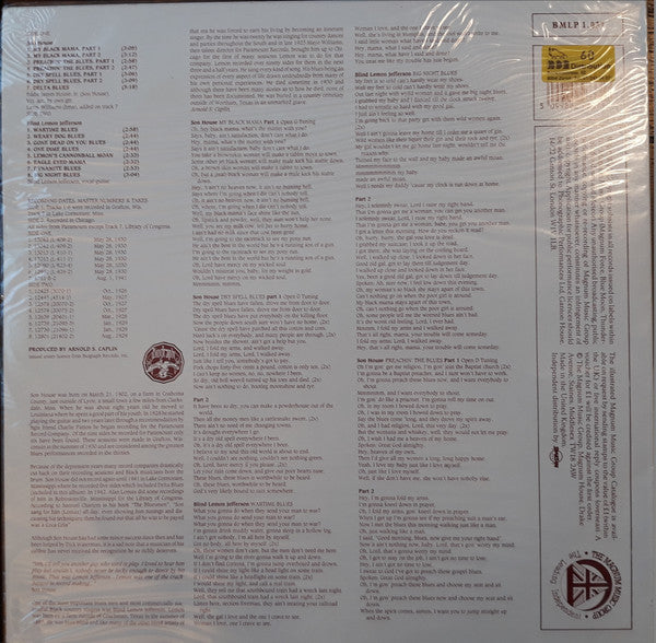 Release: Blind Lemon Jefferson / Son House-Vinyl-UK-1980-BMLP 1.037-6878722