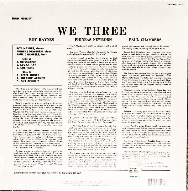 Release: We Three-Vinyl-Europe-2014-OJC-196, NJ-8210, 8210, 0888072351189-6467334