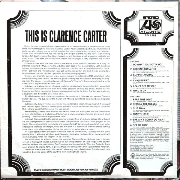 Release: This Is Clarence Carter-Vinyl-US-1968-SD 8192-5654811