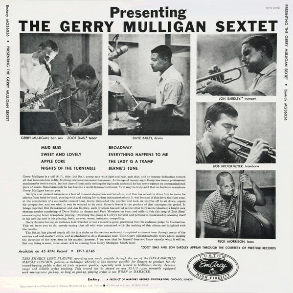 Presenting The Gerry Mulligan Sextet