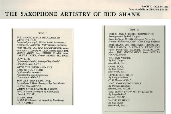 Master Release: The Saxophone Artistry Of Bud Shank by Bud Shank