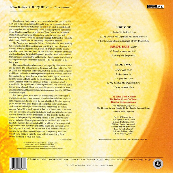 Master Release: Requiem / Three Anthems by John Rutter