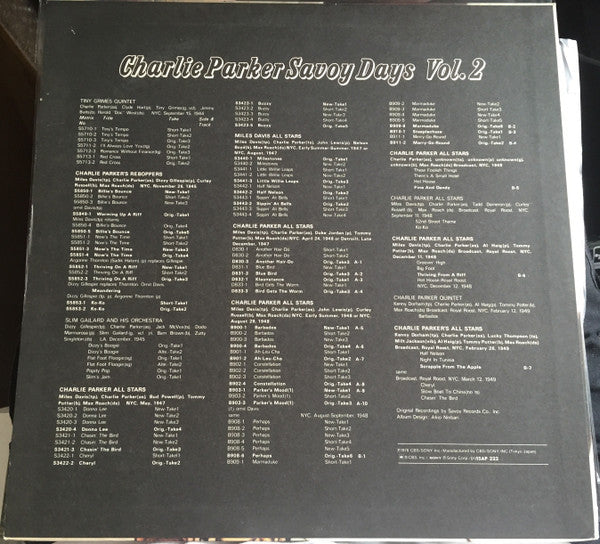 Charlie Parker Savoy Days Vol 2.