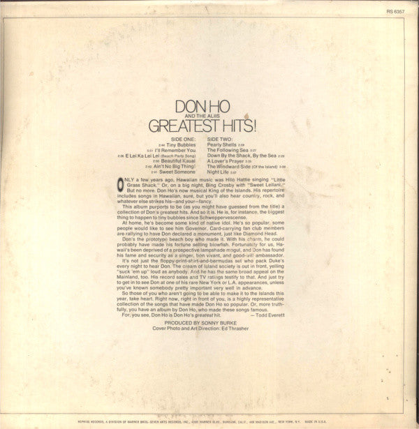 Master Release: Don Ho's Greatest Hits by Don Ho