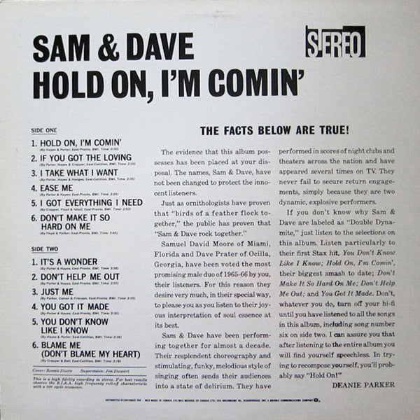 Release: Hold On, I'm Comin'-Vinyl-Canada-None-SD 7708-4826284