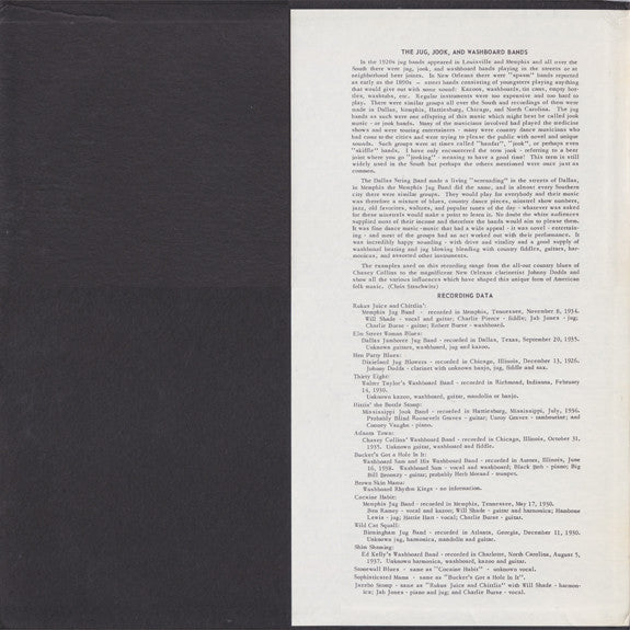 Release: Blues Classics By The Jug, Jook And Washboard Bands-Vinyl-US-1964-BC-2-3571873