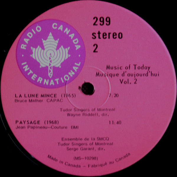 Music of today = Musique d'aujourd'hui