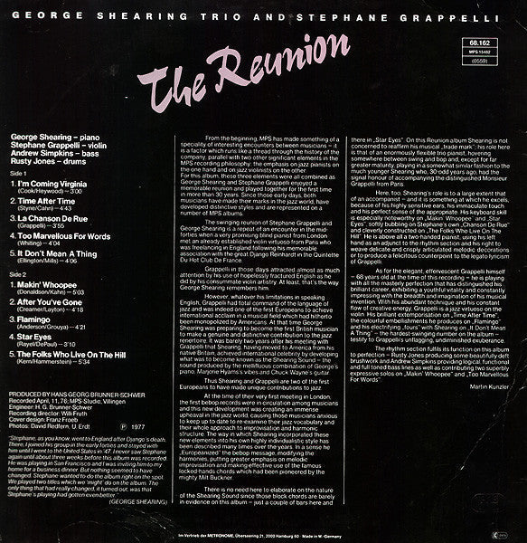 Master Release: The Reunion by George Shearing Trio