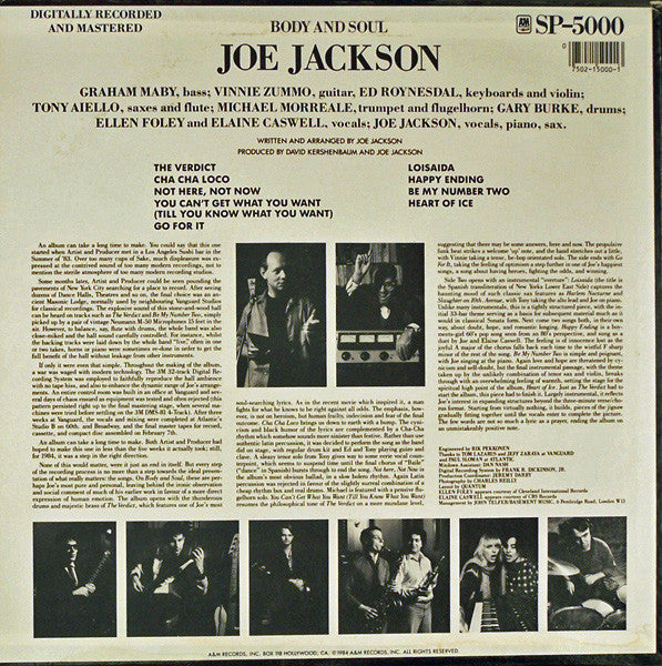 Release: Body And Soul-Vinyl-US-1984-SP5000, SP-5000-1393218