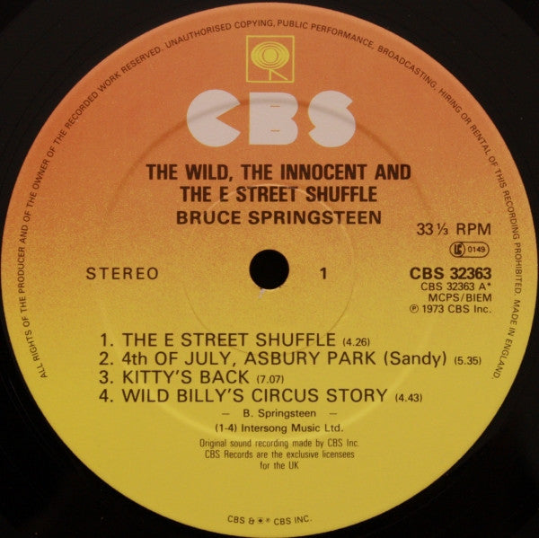Release: The Wild, The Innocent & The E Street Shuffle-Vinyl-UK-None-CBS 32363-2189402