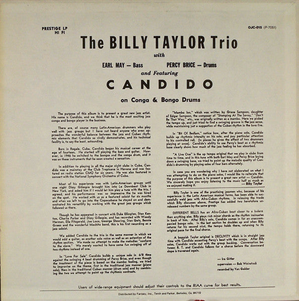 Master Release: The Billy Taylor Trio And Candido by Billy Taylor Trio