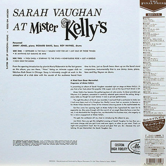 Sarah Vaughan At Mister Kelly's
