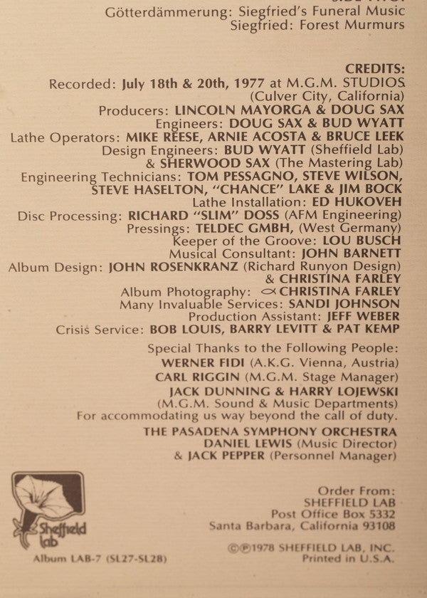 Die Walküre: Ride Of The Valkyries / Tristan Und Isolde: Prelude To Act I / Götterdämmerung: Siegfried’s Funeral Music / Siegfried: Forest Murmurs