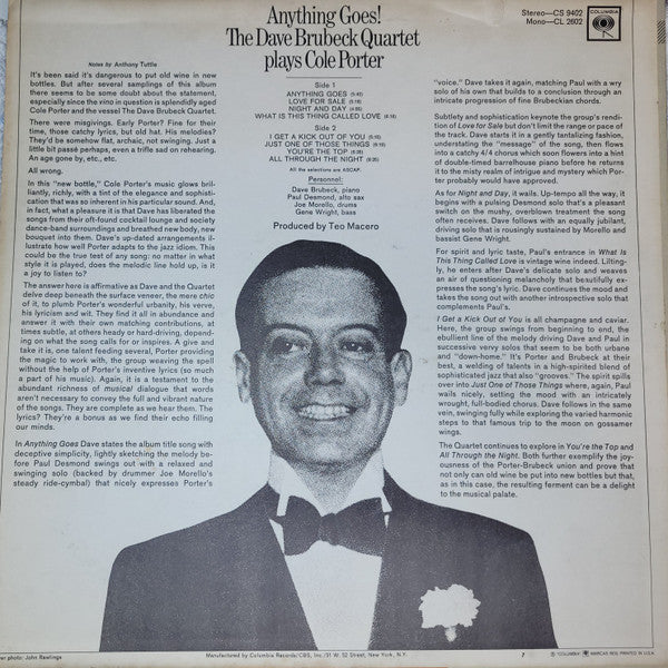 Anything Goes! The Dave Brubeck Quartet Plays Cole Porter