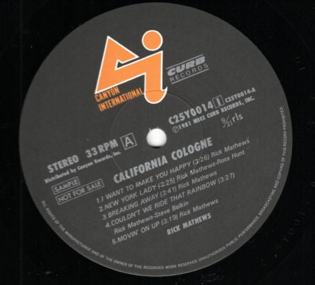 Release: California Cologne-Vinyl-Japan-1981-C25Y0014-10617977