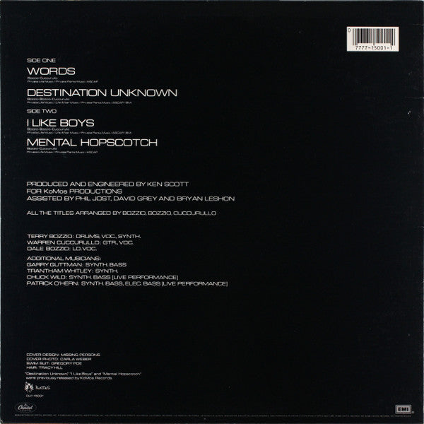 Release: Missing Persons-Vinyl-US-1982-DLP-15001-13344000