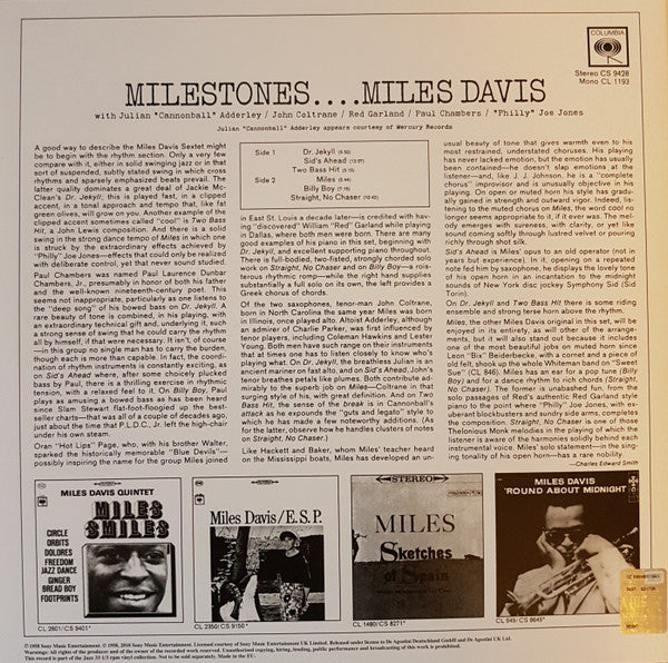 Release: Milestones-Vinyl-UK & Ireland-2018-CS 9428-11405935