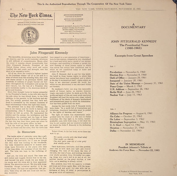 The Presidential Years 1960-1963 - Original Speeches