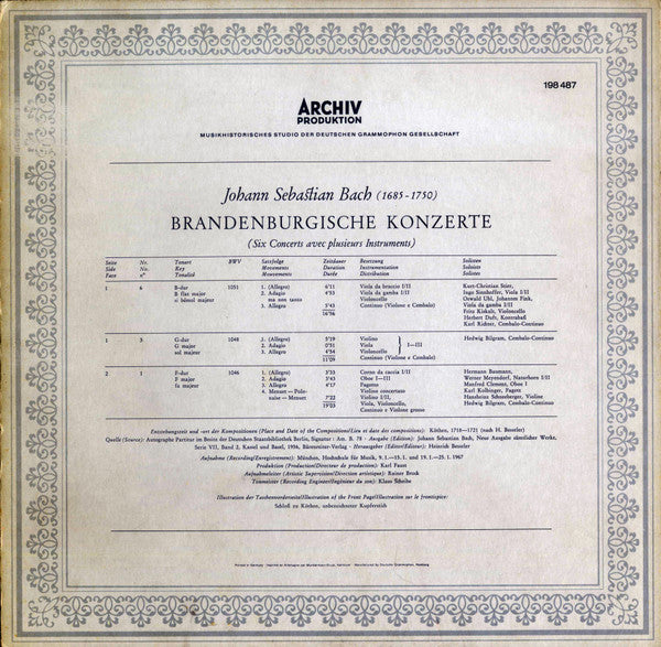 Brandenburgische Konzerte (1) (Nr. 6 B-Dur, BWV 1051 · Nr. 3 G-Dur, BWV 1048 · Nr. 1 F-Dur, BWV 1046)