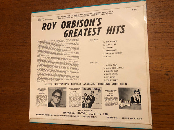 Master Release: Roy Orbison's Greatest Hits by Roy Orbison