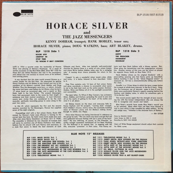 Release: Horace Silver And The Jazz Messengers-Vinyl-US-1975-BST 81518, BLP 1518-11001901