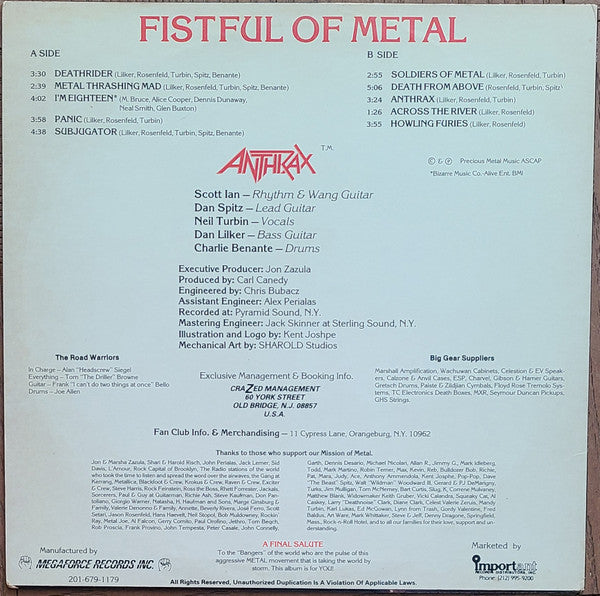 Release: Fistful Of Metal-Vinyl-US-1984-MRI 469-16629543